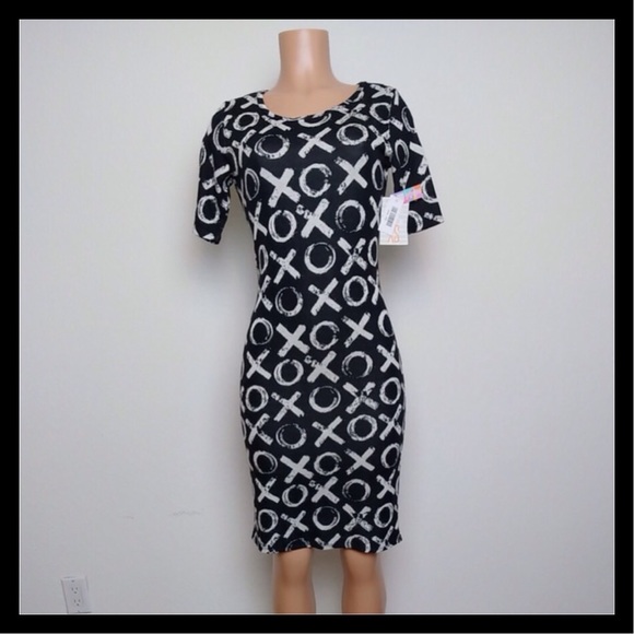 LuLaRoe Julia Dress LBD XOXO Rare - Picture 4 of 7